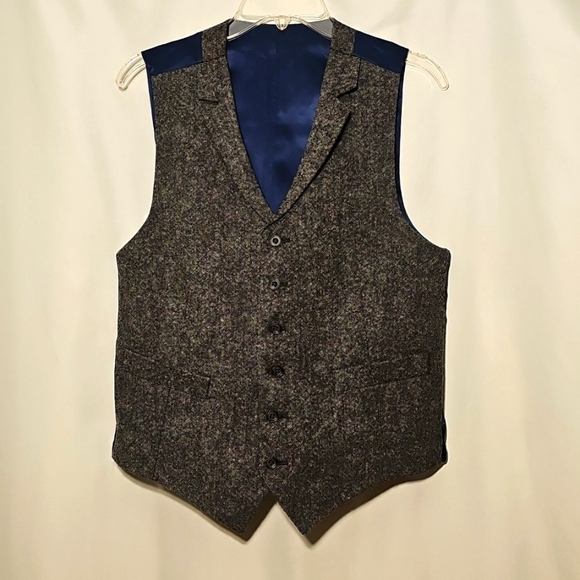 Oliver Brown Chelsea England Mens Gray & Black Tweed Button-up Vest 38R